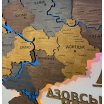 Деталізована дерев'яна карта України з річками та підсвіткою, колір Кантрі