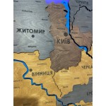 Деталізована дерев'яна карта України з річками та підсвіткою, колір Кантрі