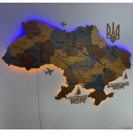 Деталізована дерев'яна карта України з річками та підсвіткою, колір Кантрі
