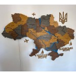Деталізована дерев'яна карта України з річками та підсвіткою, колір Кантрі