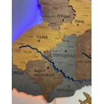 Деталізована дерев'яна карта України з річками та підсвіткою, колір Кантрі