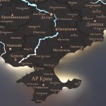 Дерев'яна мапа України з річками та підсвіткою, колір Чорний