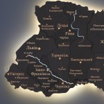 Дерев'яна мапа України з річками та підсвіткою, колір Чорний