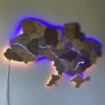 Багатошарова карта України з підсвіткою річок, колір Тауп
