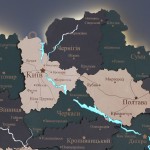Дерев'яна карта України з підсвіткою річок, колір Смарагд