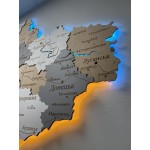 Дерев'яна мапа України з підсвічуванням річок, колір Прованс