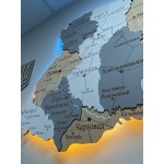 Дерев'яна мапа України з підсвічуванням річок, колір Прованс