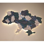 Карта України з підсвіткою та річками, колір зелено-коричнева