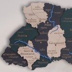 Багатошарова карта України з річками та дорогами, колір Смарагд