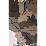 Мапа України з дерева, з річками та підсвічуванням, колір Графіт