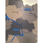 Мапа України з дерева, з річками та підсвічуванням, колір Графіт