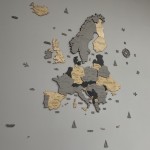 Дерев'яна мапа Європи з містами та дорогами, колір Лофт