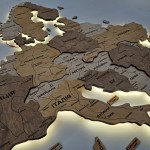 Дерев'яна багатошарова карта Європи з підсвіткою, колір Світлий Горіх